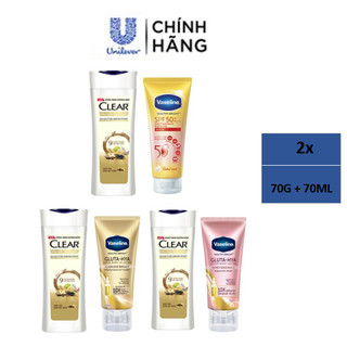  Dầu Gội Clear 70g + Dưỡng thể Vaseline 70ml