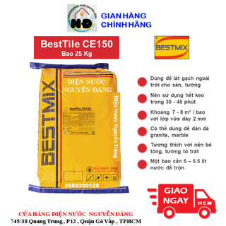 Bao 25kg keo dán gạch ngoại thất besttile ce150 ốp tường lát nền cao cấp bestmix = sikaceram 200hp