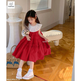Đầm cổ bèo melisa 2 màu vàng, đỏ