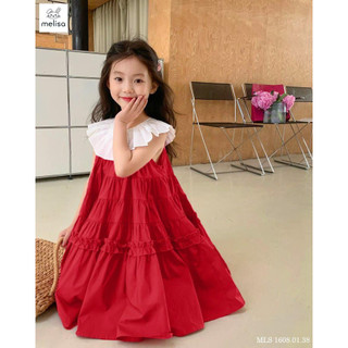Đầm cổ bèo melisa 2 màu vàng, đỏ