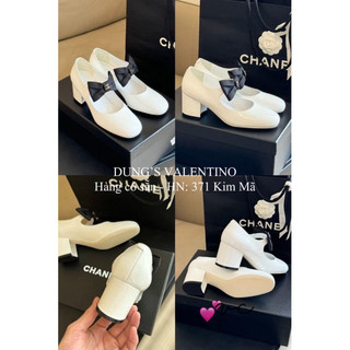 giầy cao gót nơ da bóng cao 5cm