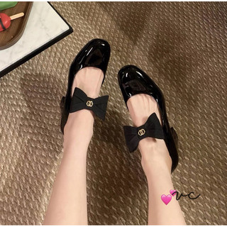 giầy cao gót nơ da bóng cao 5cm