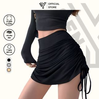 Chân váy rút dây 2 bên GenY, Chân váy ôm body nhún chất borip siêu sexy CV7