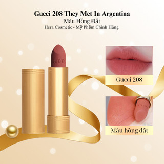 Son gucci chính hãng 3.5g rouge à lèvres matte lipstick 208 they met in argentina màu hồng đất