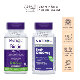 Viên Uống Mọc Tóc Và Móng, Giảm Gãy Rụng Natrol Biotin 10.000 mcg (Lọ 100 Viên)