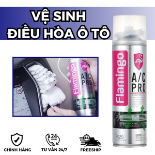 [F020 Flamingo HCM] Xịt vệ sinh điều hòa máy lạnh ô tô, gia đình dạng bọt 500ml - Giúp khử mùi, đánh bay bụi bẩn bám dín