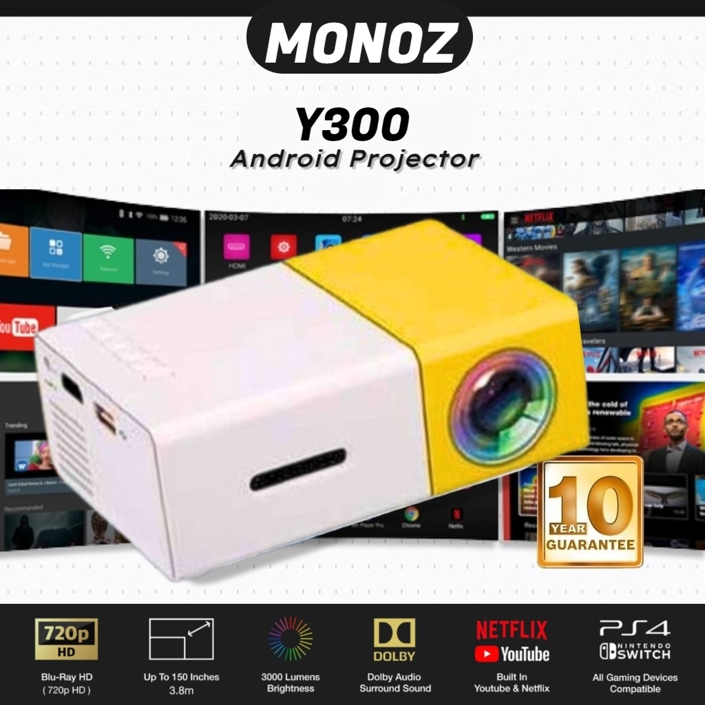 🔥Máy chiếu Y300 Projector Máy chiếu mini cầm tay HD 1080P LED Điện thoại máy tính xách tay Android HDMI USB Nhỏ