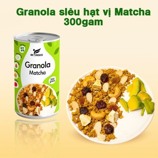 Ngũ Cốc Granola Matcha Giảm cân Ăn kiêng Ăn sáng 300gr - Ngũ cốc yến mạch mix siêu hạt, sữa chua trái cây sấy thăng hoa
