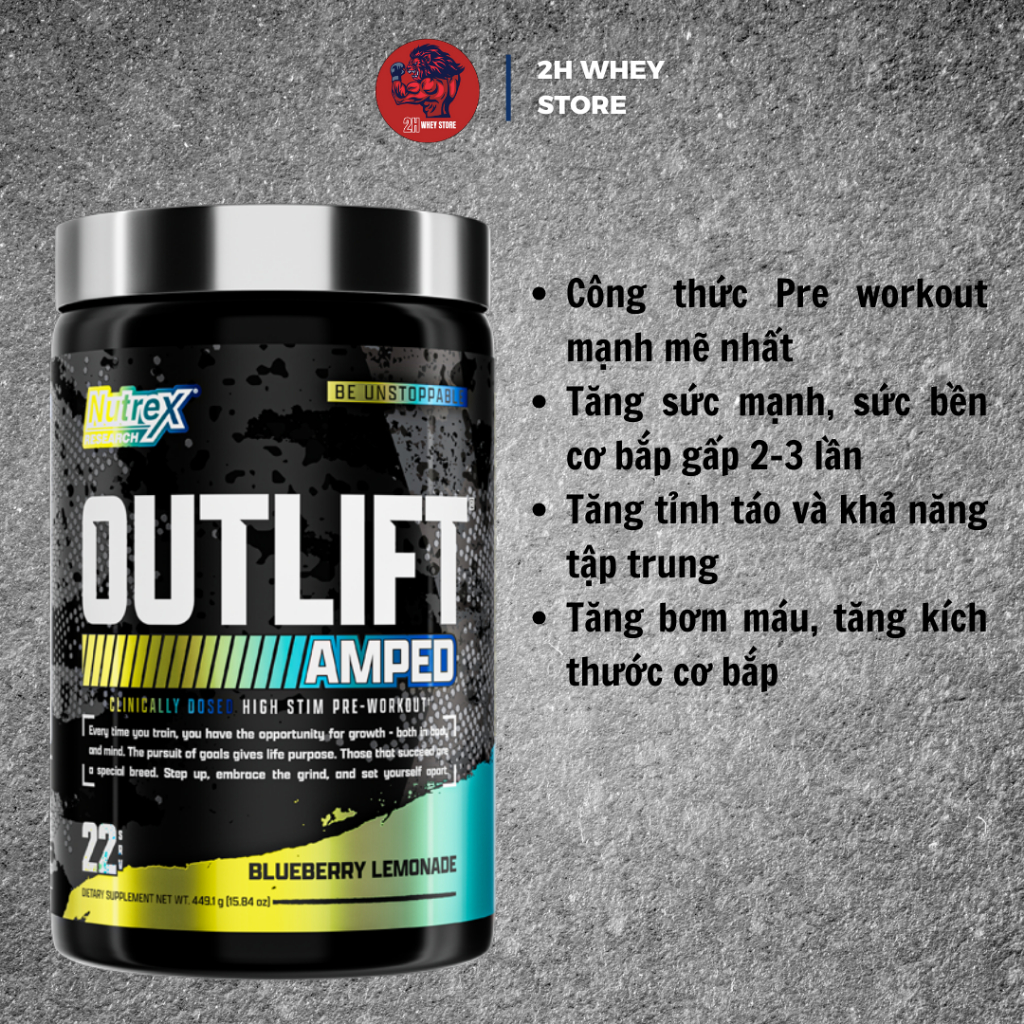 Pre Workout Outlift AMPED Nutrex, Pre Workout Outlift Tăng Sự Tập Trung