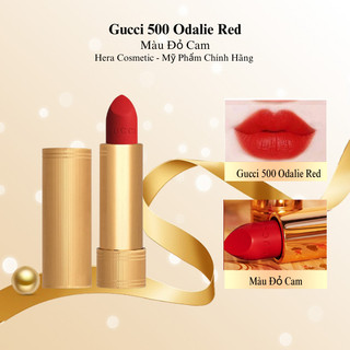 Son gucci chính hãng 3.5g rouge à lèvres matte lipstick 500 odalie red mầu đỏ cam