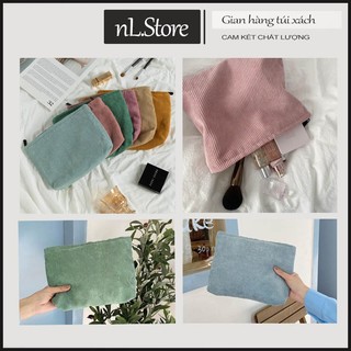 Túi vải mini cầm tay đựng mỹ phẩm, make up, băng vệ sinh, đồ cá nhân pouch có khóa kéo nl.Store V16