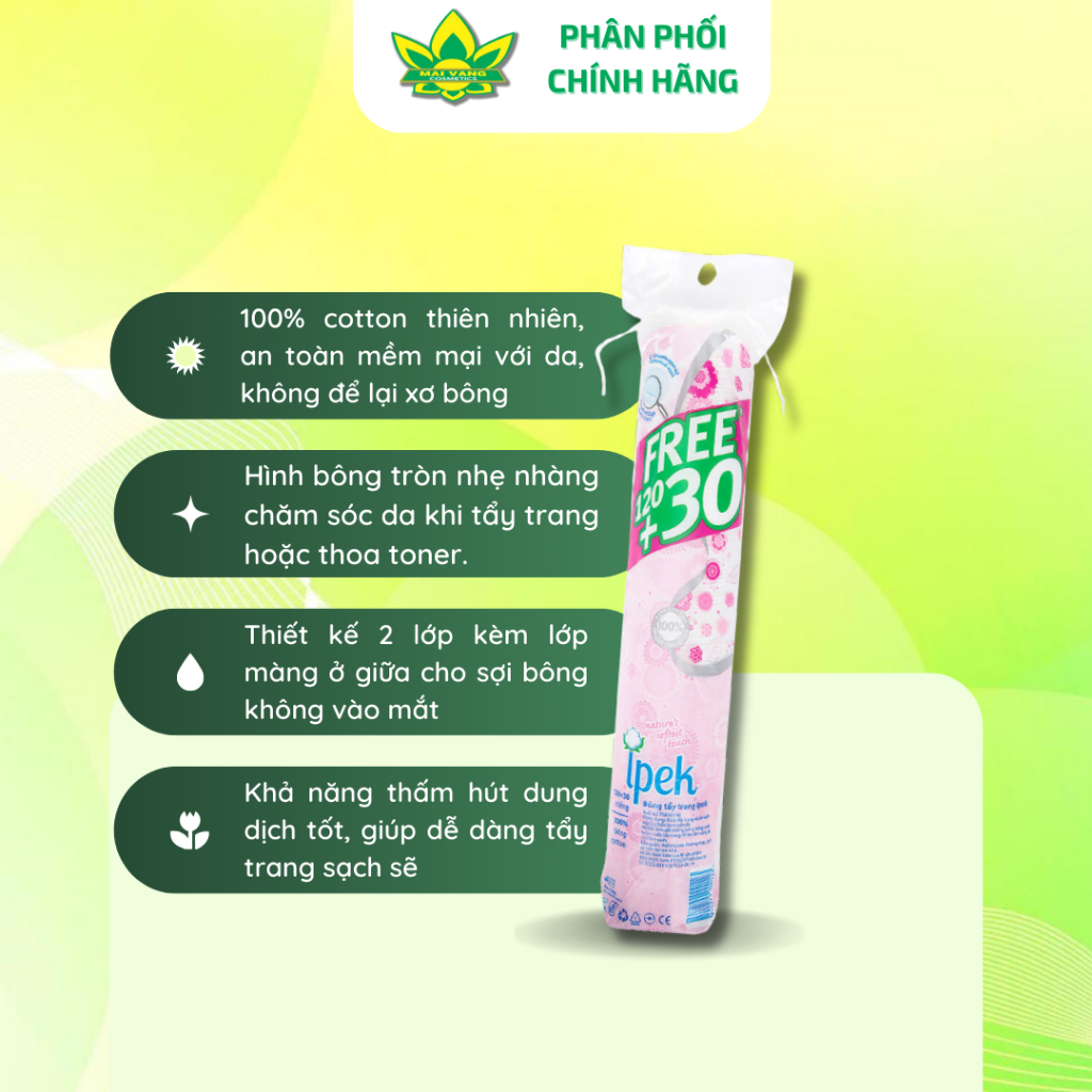 [Hàng chính hãng] Bông Tẩy Trang Ipek Cotton Siêu Mềm Mịn 150 Miếng | BigBuy360 - bigbuy360.vn