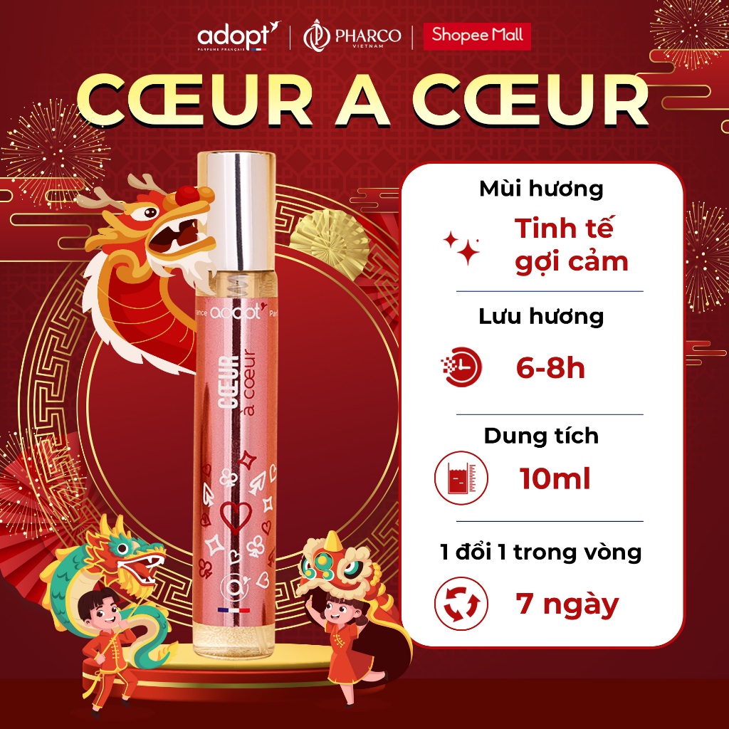 Nước hoa nữ Adopt' Coeur A'Coeur 10ml chính hãng Pháp lưu hương lâu tinh tế dịu dàng quyến rũ