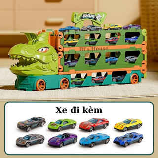 Đồ chơi đường đua khủng long 3 tầng kèm xe, ô tô xe tải dài 2m1