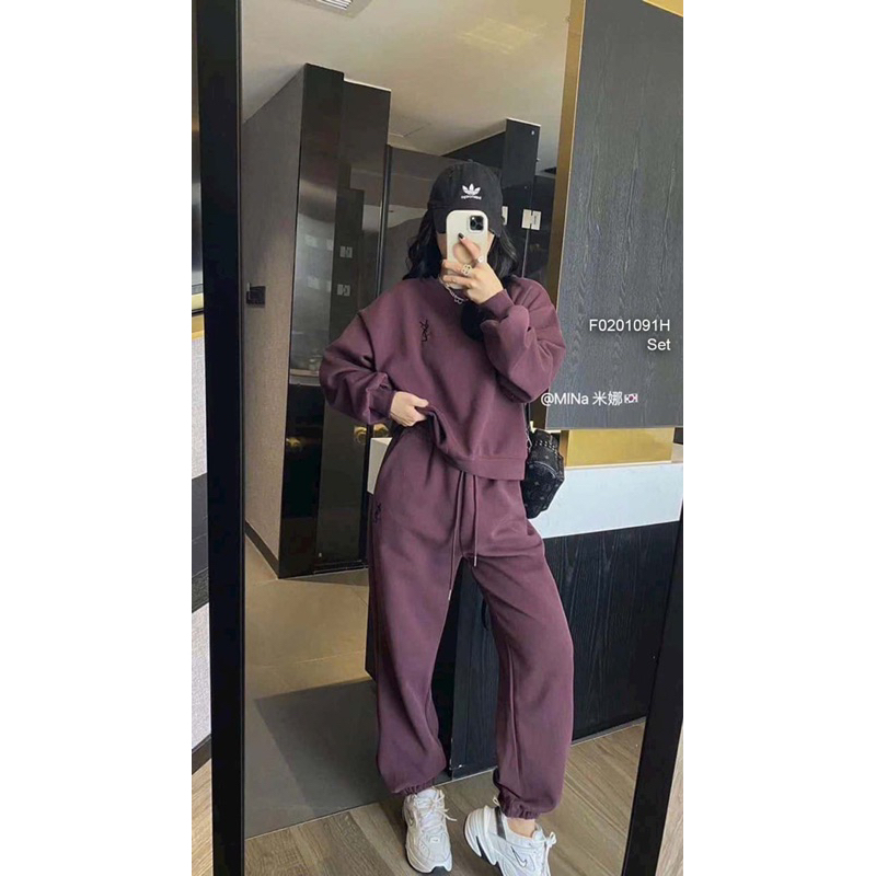 Set bộ áo hoodie tay dài ngực thêu chữ y6 kèm quần bo gấu sang trọng VIENS STORE