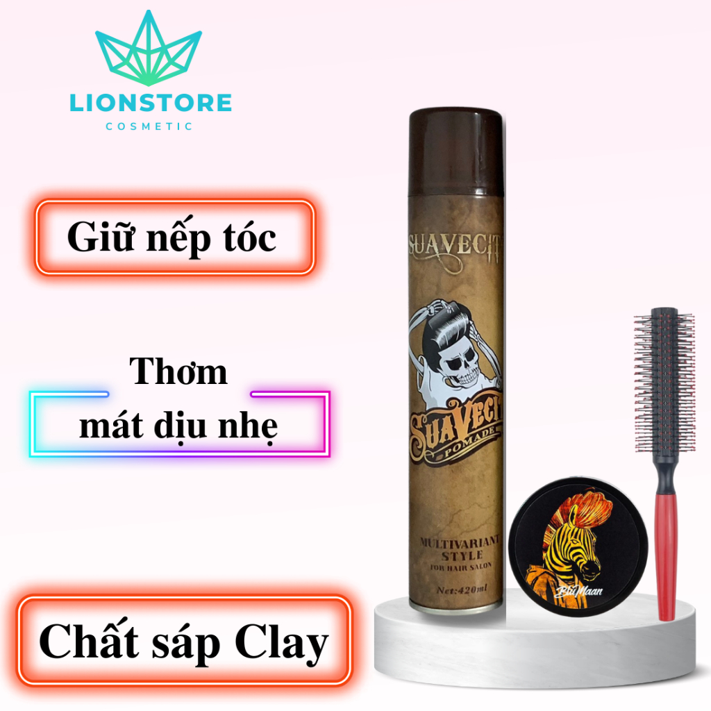 Gôm xịt tóc nam nữ tạo kiểu giữ nếp SUAVECITO 420ML sáp vuốt tóc clay