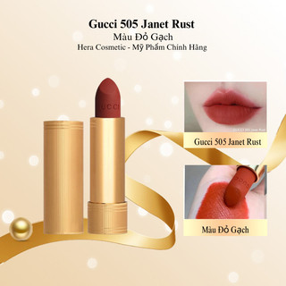 Son gucci chính hãng 3.5g rouge à lèvres matte lipstick 505 janet rust màu đỏ gạch