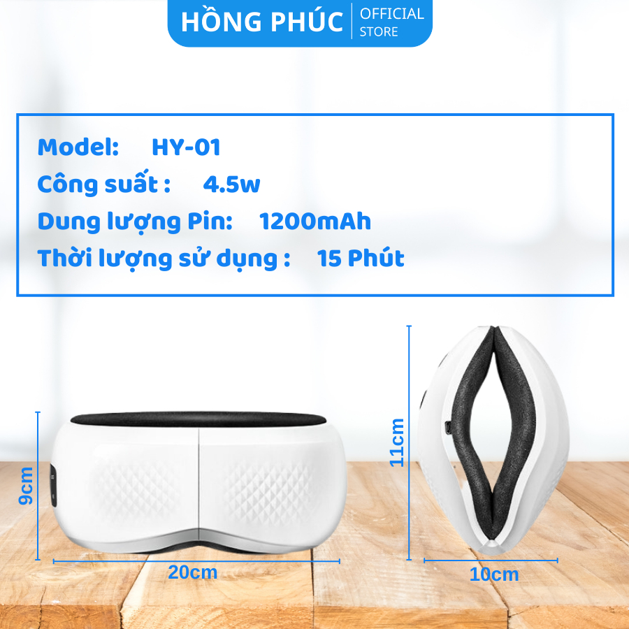Máy Massage Mắt Thông Minh HY-01 Giảm Đau Mỏi Mắt, Xóa Tan Quầng Thâm, Cải Thiện Giấc Ngủ, Tăng Lưu Thông Khí Huyết
