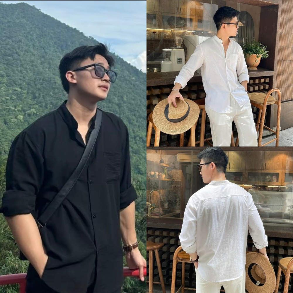 Áo sơ mi nam cổ tàu đũi dài tay Premium Oxford Shirt nữ local brand unisex trơn đen trắng rêu thời trang hànquốc [SM6]