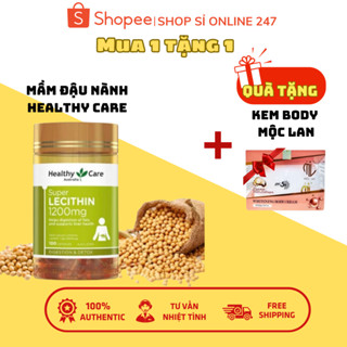 Viên Uống Mầm Đậu Nành Healthy Care Super Lecithin Tăng Vòng 1 Đẹp Da Cân Bằng Nội Tiết Tố Hộp 100 Viên + tặng kem body
