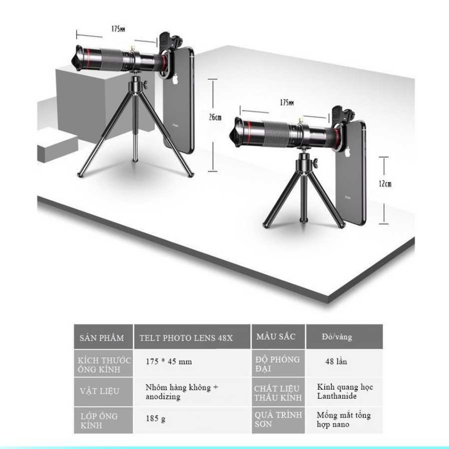 Ống nhòm điện thoại di động zoom xa 36X _ 40X _ 48X, Kính viễn vọng cho hình ảnh HD sắc nét | BigBuy360 - bigbuy360.vn