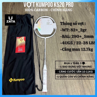 1 vợt cầu lông kumpoo k520 pro chính hãng, căng sẵn 10,5kg tặng kèm bao đựng và quấn cán zata - k520pro