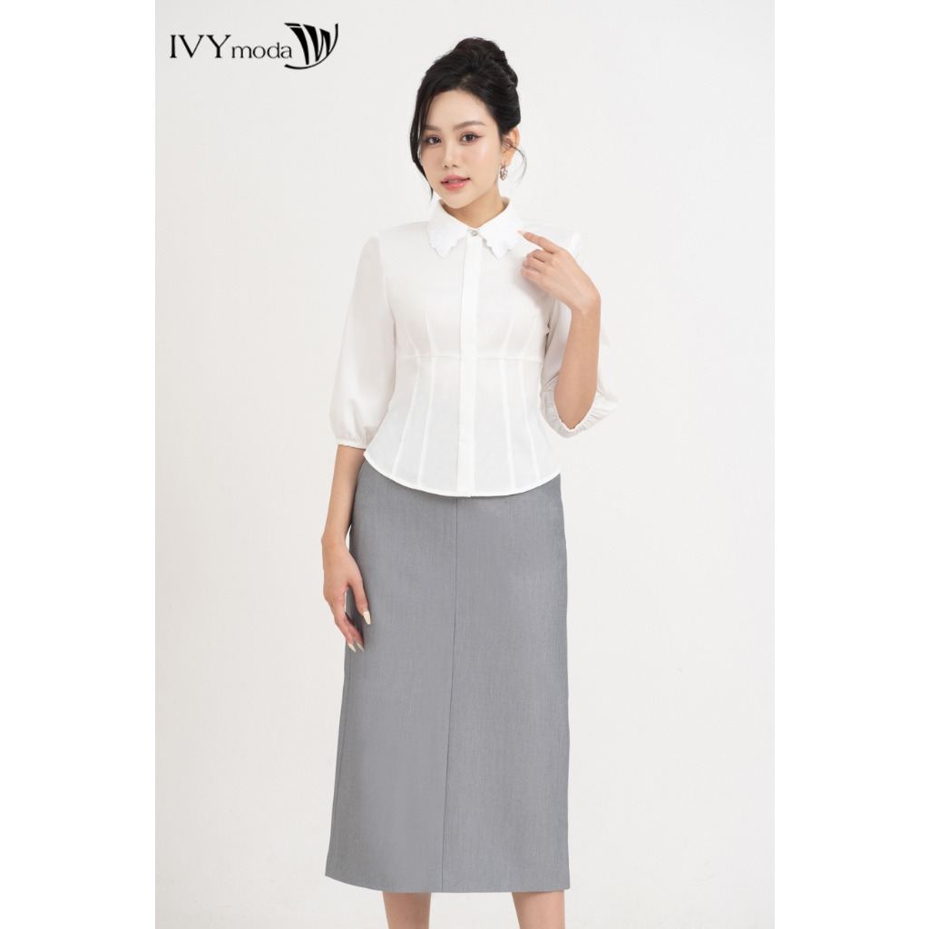Áo sơ mi ôm tay lửng nữ IVY moda MS 16B9634