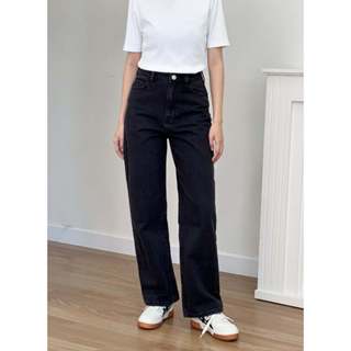 REDE - Bộ Sưu Tập Quần Jeans Nữ Màu Đen, Ống Suông Rộng Vừa, Lưng Cạp Cao, Có Co Giãn/Không Co Giãn