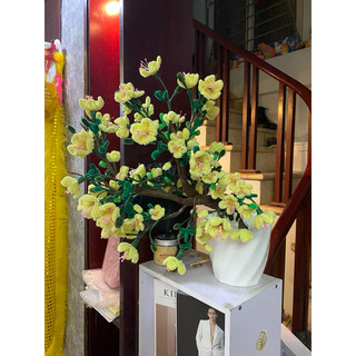 Cây đào cây mai hoa kẽm nhung handmade