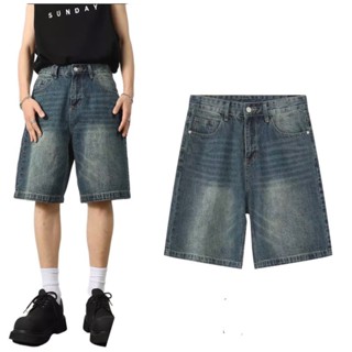 Quần HOSI Baggy Jeans Short Lửng phong cách cá tính - quần Jeans lửng XANH/ĐEN ống rộng UNISEX nam nữ GIDI