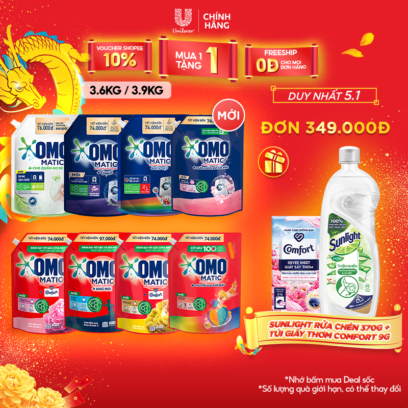 Túi nước giặt OMO Matic 3,6kg/ 3,9Kg