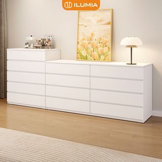 Tủ đồ đa năng có thể làm kệ bàn bàn phấn nhiều ngăn màu gỗ trắng nổi bật thương hiệu ilumia - ip284