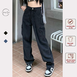 Quần jean túi hộp phong cách unisex nam nữ SPRING Quanjeanucargo3623/P9K3.4