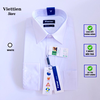 áo sơ mi nam việt tiến màu trắng trơn tay dài - tay ngắn chính hãng