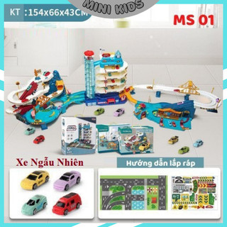 Đồ chơi đường hầm khủng long, đường đua cao tốc, gara đỗ xe 5 tầng tặng kèm nhiều xe ô tô