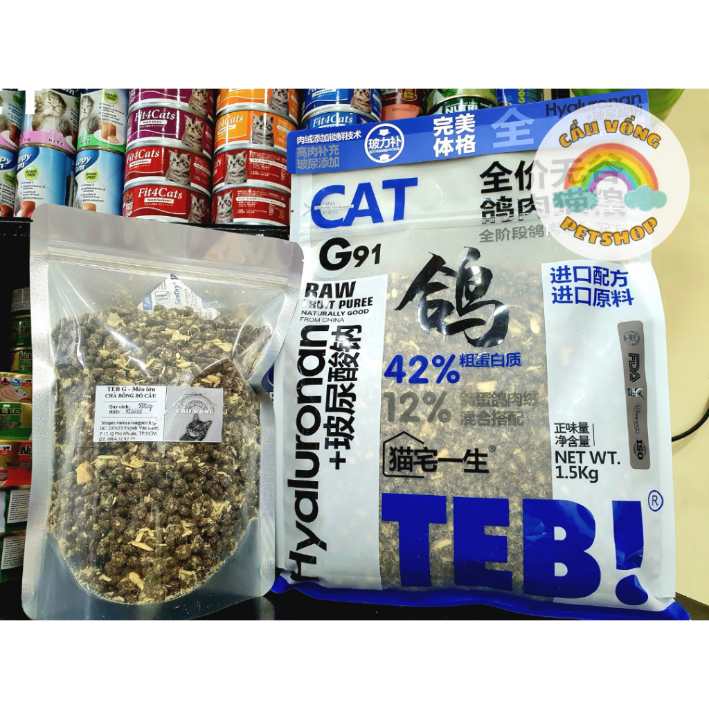 [Hỏa tốc] Hạt TEB G mix chà bông bồ câu cho mèo mọi lứa tuổi - Thương hiệu TEB! - Túi chiết 500g / 1.5kg