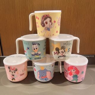 Ly nước có nắp Disney nhựa melamine mới 2024 hình Minnie Mickey Princess Donald Dumble cho bé