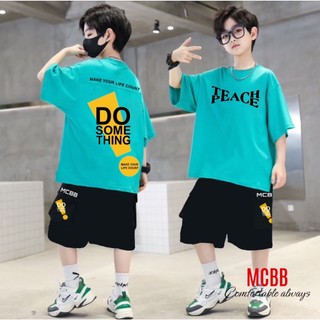Mcbb - 24-49 kg 100% cotton bộ đồ cho bé trai áo thun bé trai quần short áo phông bộ cộc tay cho bé trai quần áo bé trai