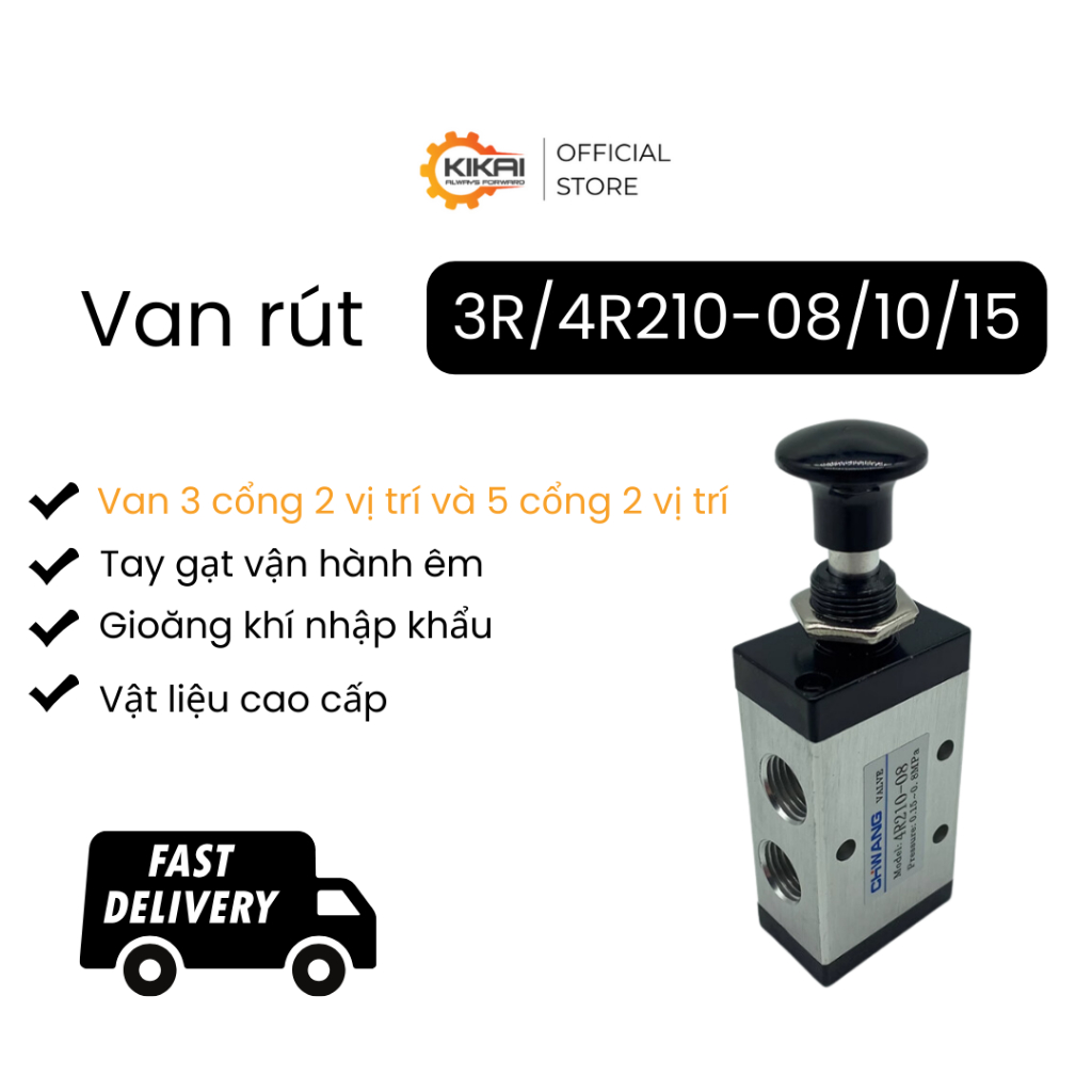 Van khí nén kiểu rút 3R210-08/10 / 4R210-08/10/15 loại 3/2 và 5/2 chất lượng tốt đa dạng