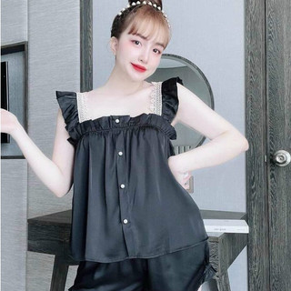 Đồ bộ ngủ đồ ngủ 2 dây đồ ngủ nữ 2 dây bộ mặc ngủ nữ bộ 2 dây ngủ vải lụa satin freesize 54kg, Cn53
