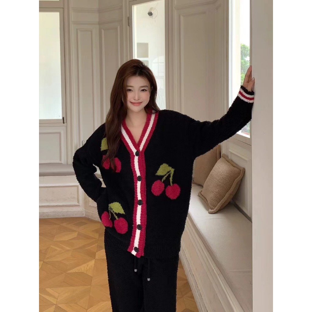 Set len cardigan họa tiết cherry NARYLEE NR_3831