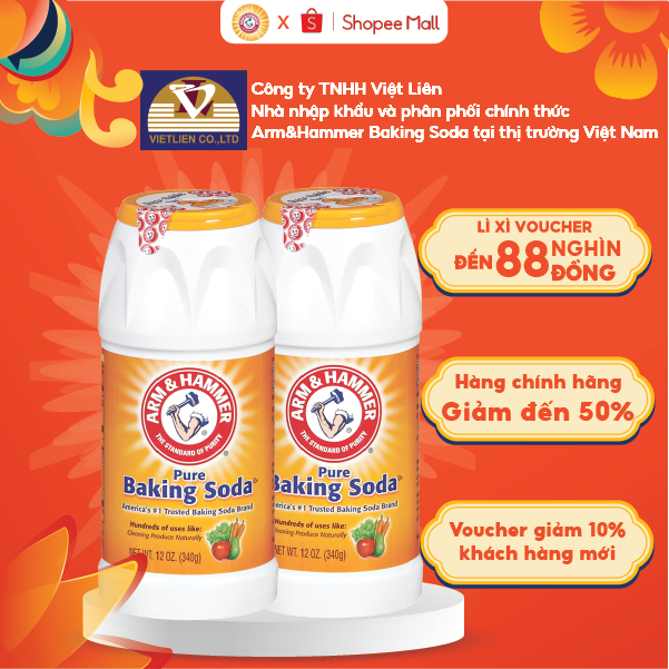  Combo 2 chai : Muối Nổi Rửa Rau Quả Baking Soda Tinh Khiết 340g