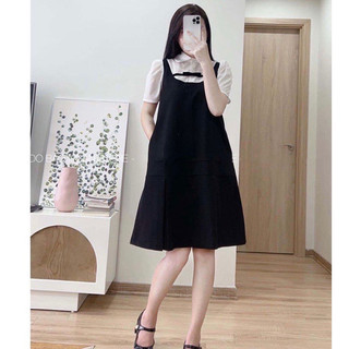 Váy bầu, đầm bầu cổ sơ mi ren đẹp dáng suông công sở Z01