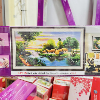 tranh tranh đính đá phong cảnh ngôi nhà cổ tích LV315 - 90*52cm