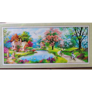 tranh đính đá phong cảnh tổ ấm hạnh phúc kt 120x55cm