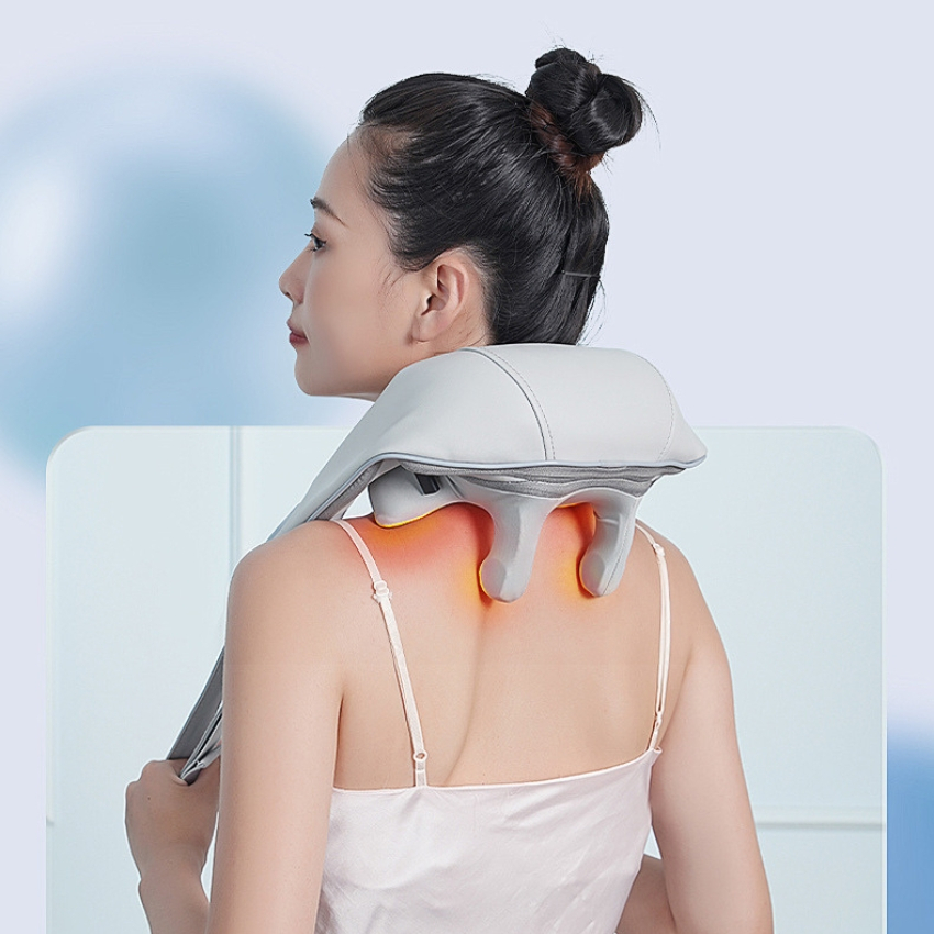 Gối massage vai gáy toàn thân cao cấp  -Massage Kết Hợp hồng ngoại+ Nam Châm Từ Tính-Có Điều Khiển