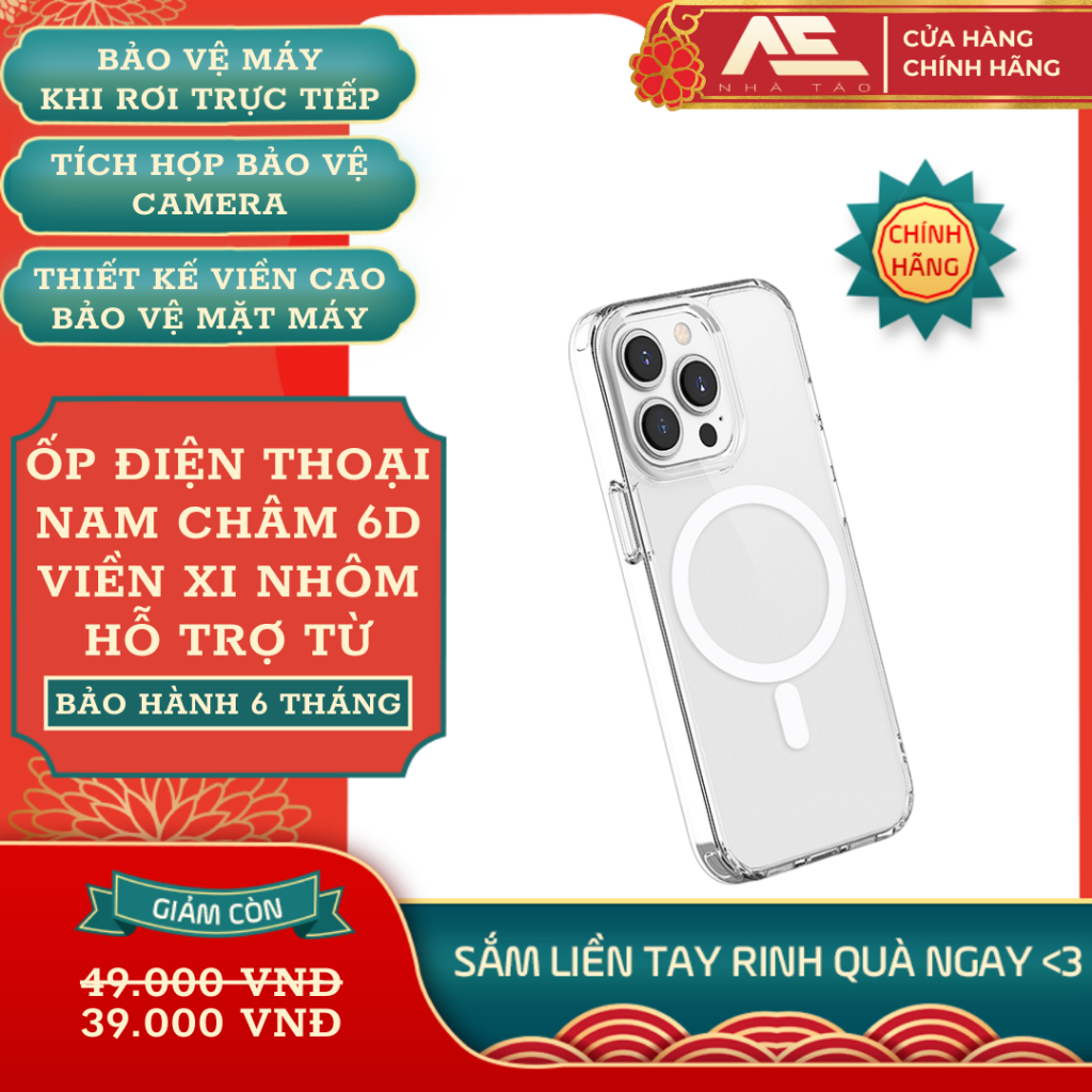 Ốp Điện Thoại Nam Châm 6D, Bảo Vệ Cam, Viền Xi Nhôm, Bảo Vệ Toàn Bộ Máy Cho xsmax/11/12/13/14/15 [Combo Giảm Giá]