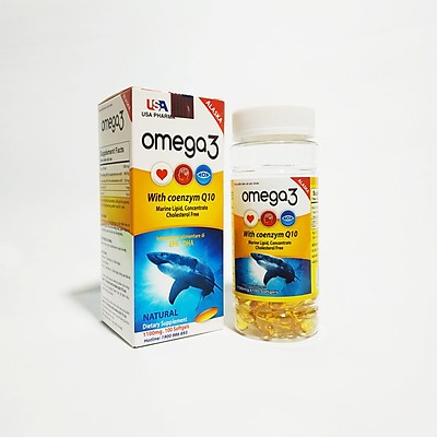 Viên uống dầu cá ALASKA omega 3 With coenzym Q10 (USA Pharma) hộp 1 lọ 100 viên