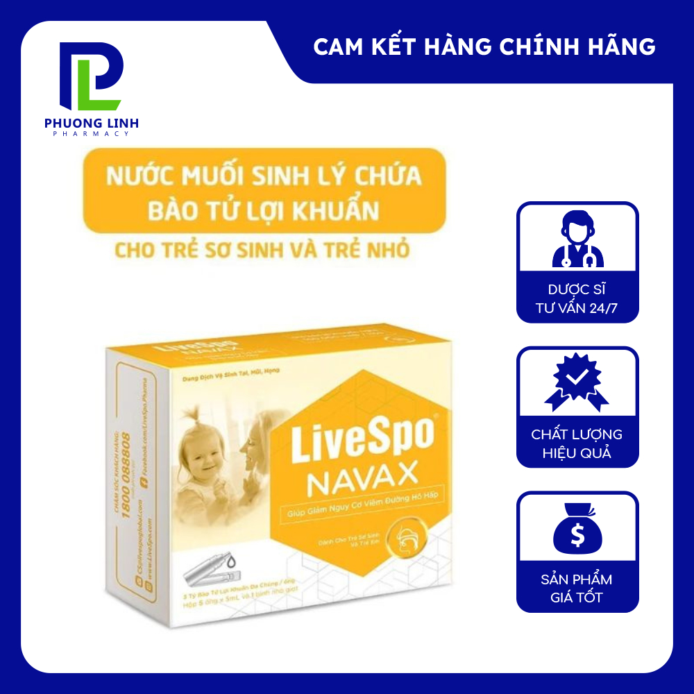 LiveSpo Navax Kid Nhỏ mũi chứa lợi khuẩn cho trẻ nhỏ giảm nghẹt mũi, sổ mũi