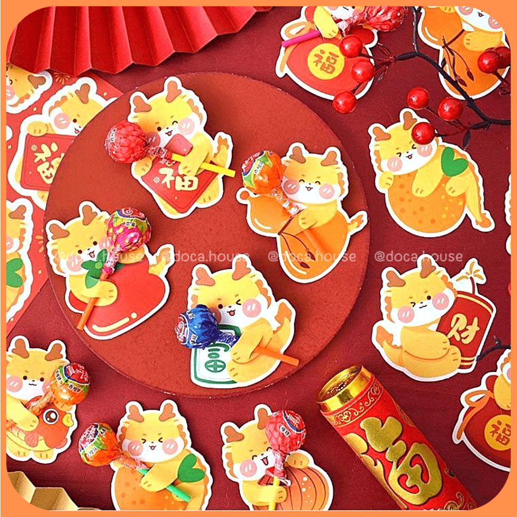 Set Thẻ Bọc Kẹo Mút, Thẻ Cài Trang Trí Kẹo Mút Dịp Lễ Tết Giáp Thìn 2024 Quà Tặng Crush Người Thương Siêu Đáng Yêu